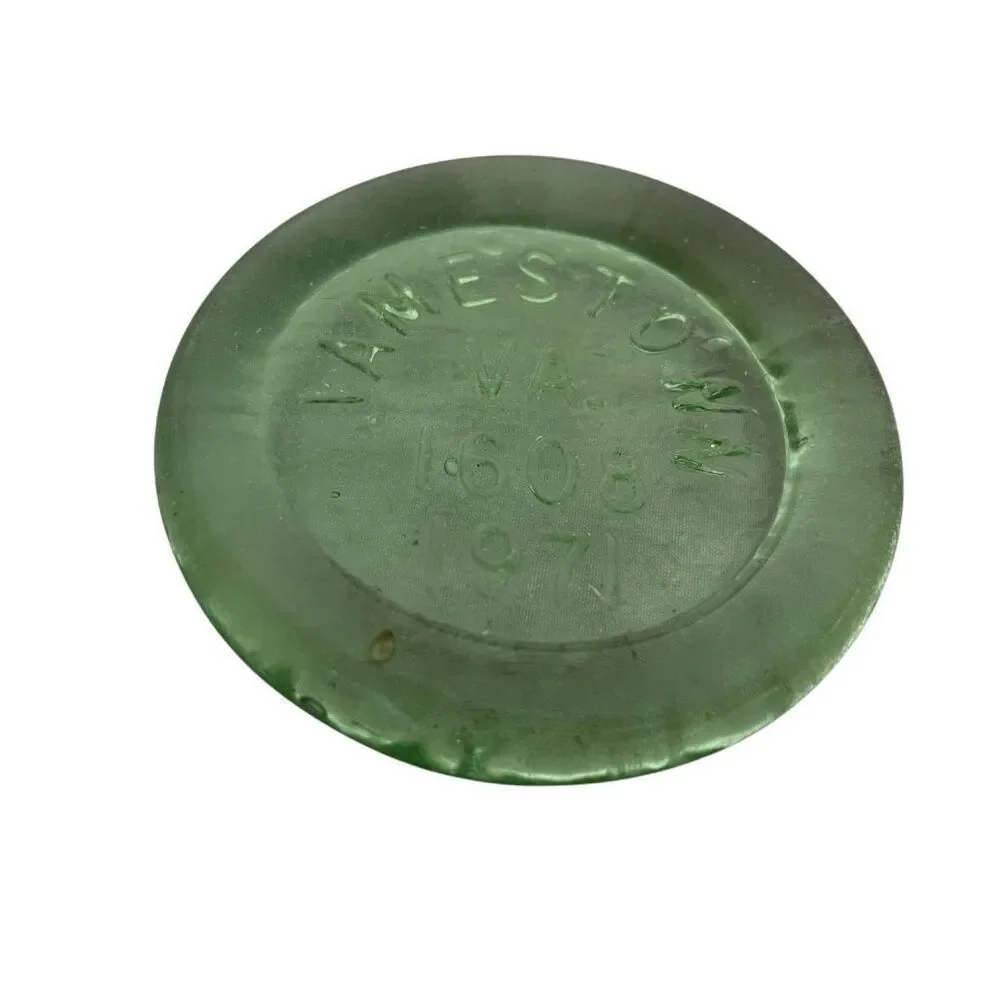 Jamestown VA 1608 1971 Green Glass Coaster